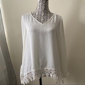 𝅺zac & Rachel White Long Sleeve Blouse Embroidered